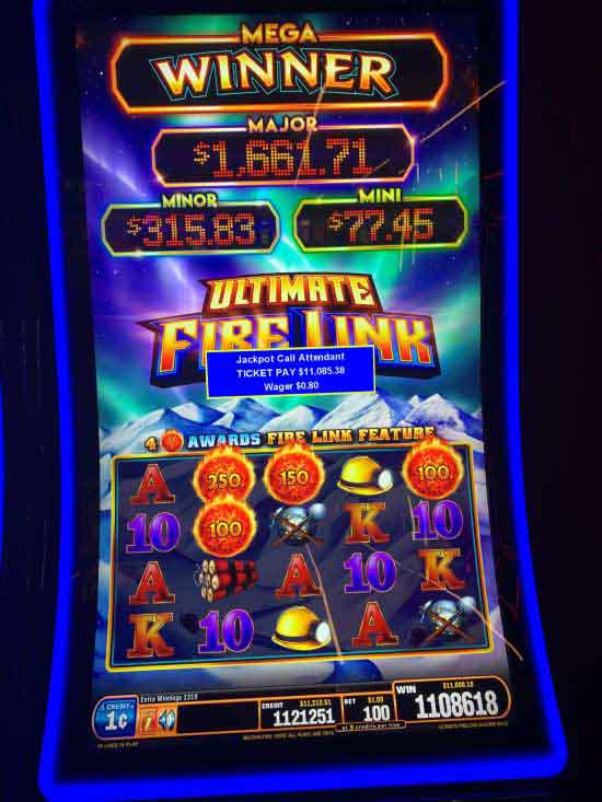 $11,085.38 jackpot won playing Ultimate Fire Link game at Newport Racing and Gaming