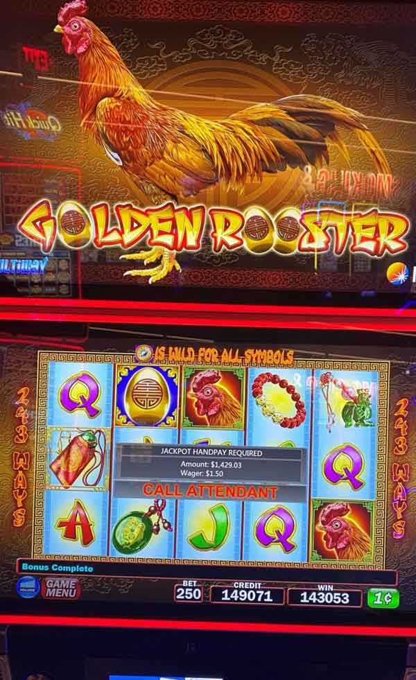 $1,429.03 won playing Golden Rooster game at Newport Racing & Gaming