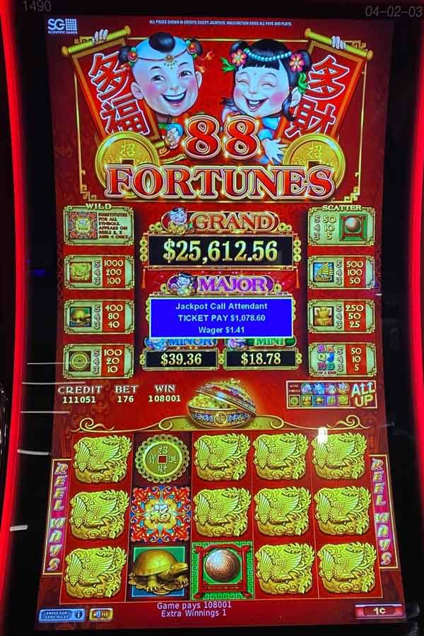 $1,078.60 won playing 88 fortunes at Newport Racing & Gaming