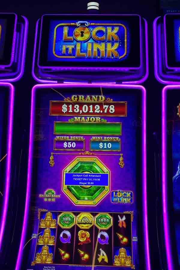 $1,119 won playing lock it link game at Newport Racing & Gaming