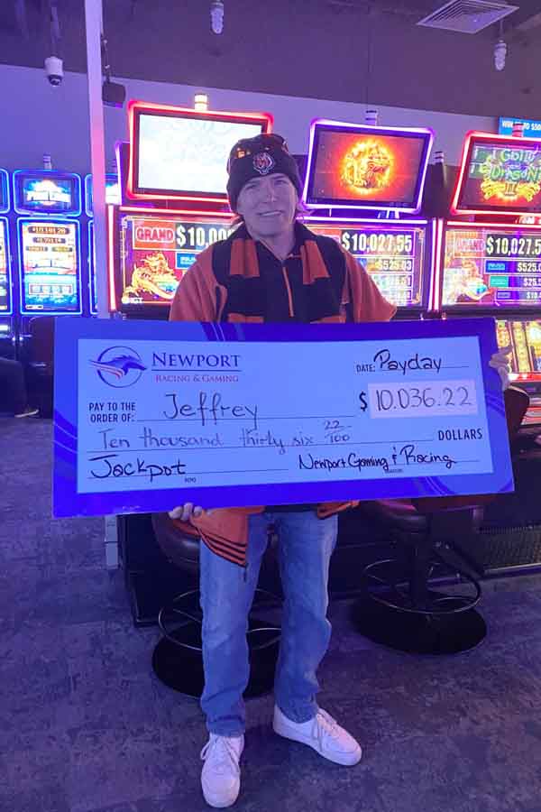 Jeffrey won $10,036.22 playing Gold and Dragon game at Newport Racing & Gaming