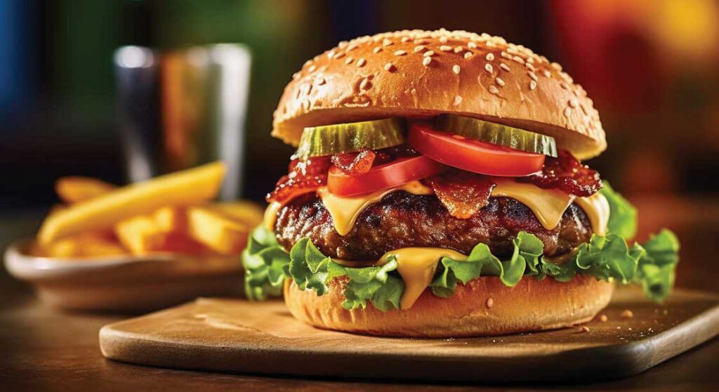Burger at Smiley's Bar & Grill at Newport Racing & Gaming